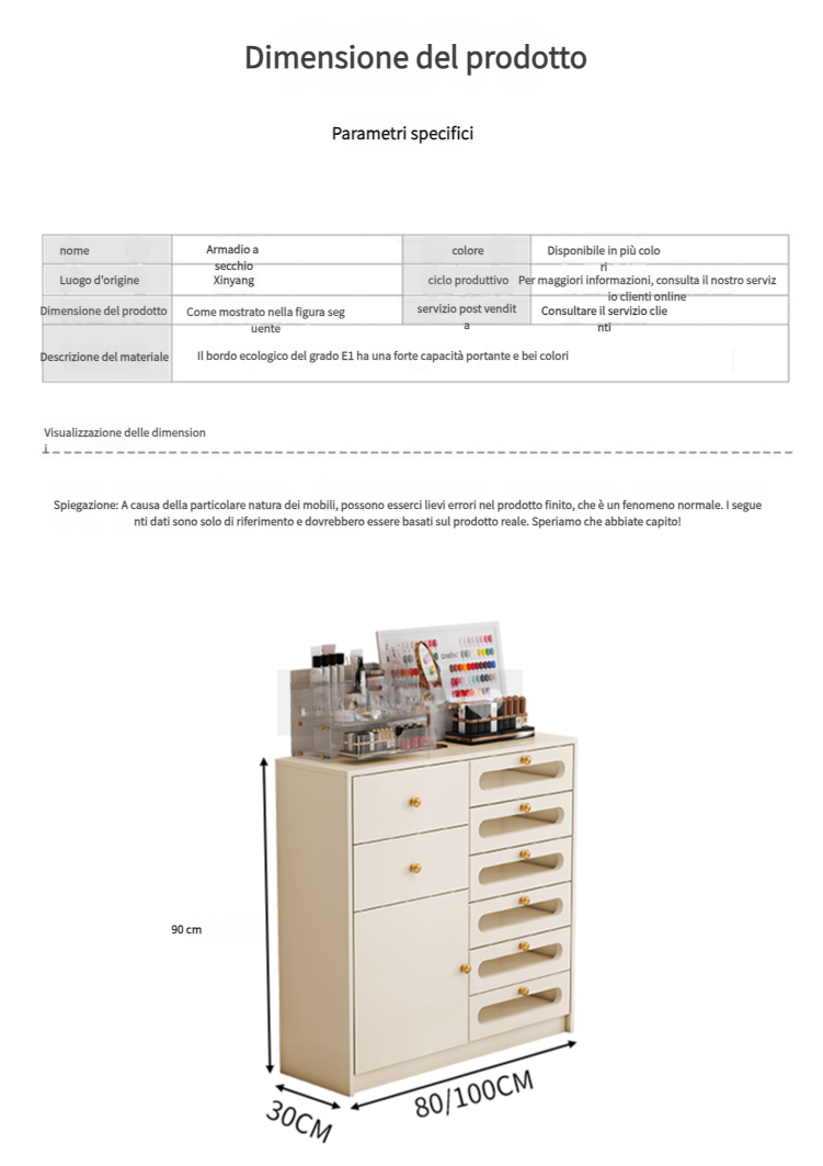 Cassettiera moderna per negozi di manicure e cura della pelle,Design a più scomparti.Specializzato per l'organizzazione del negozio
