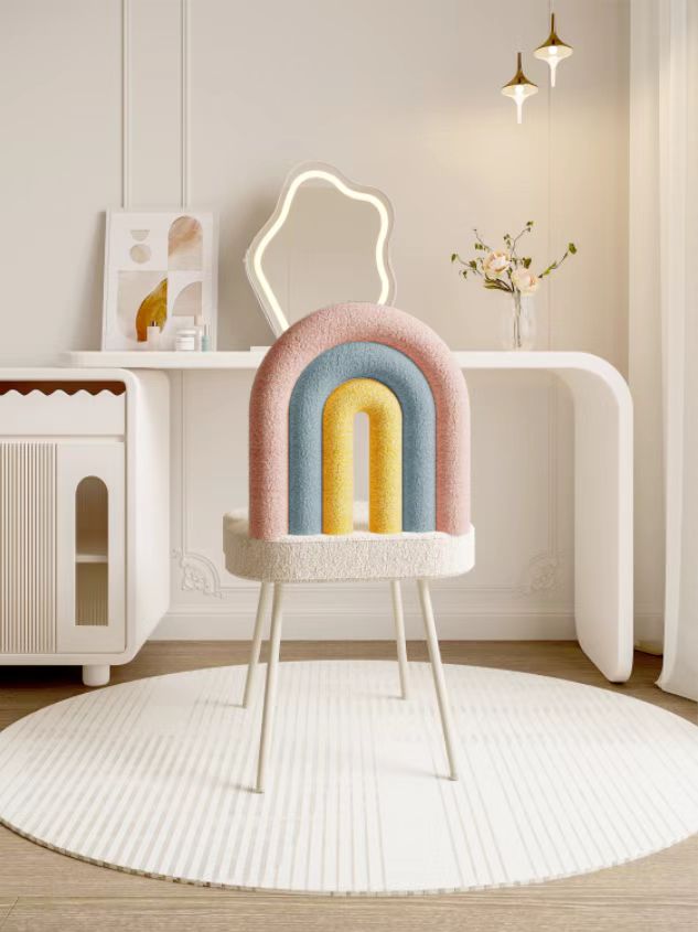 ✨ Sedia Arcobaleno Morbida |Rivestimento in tessuto bouclé Il Tocco Magico per il Tuo Salone di Manicure ✨