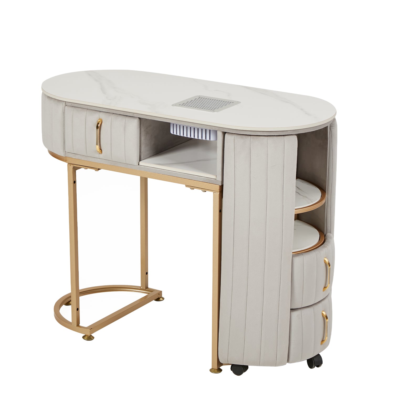 Tavolo per unghie di lusso leggero con piano in marmo Hoover singolo