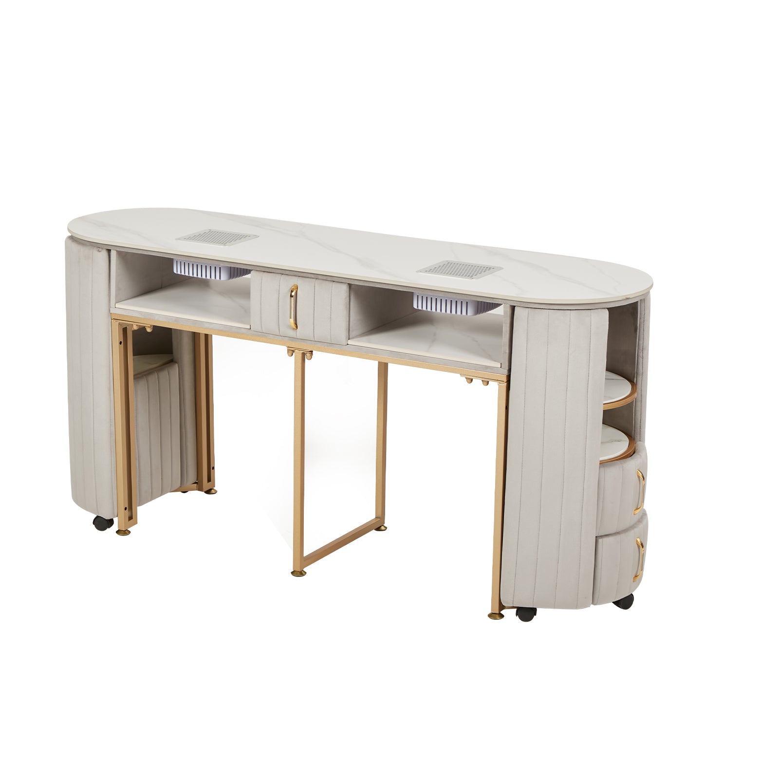 Tavolo per unghie di lusso leggero con piano in marmo Hoover singolo