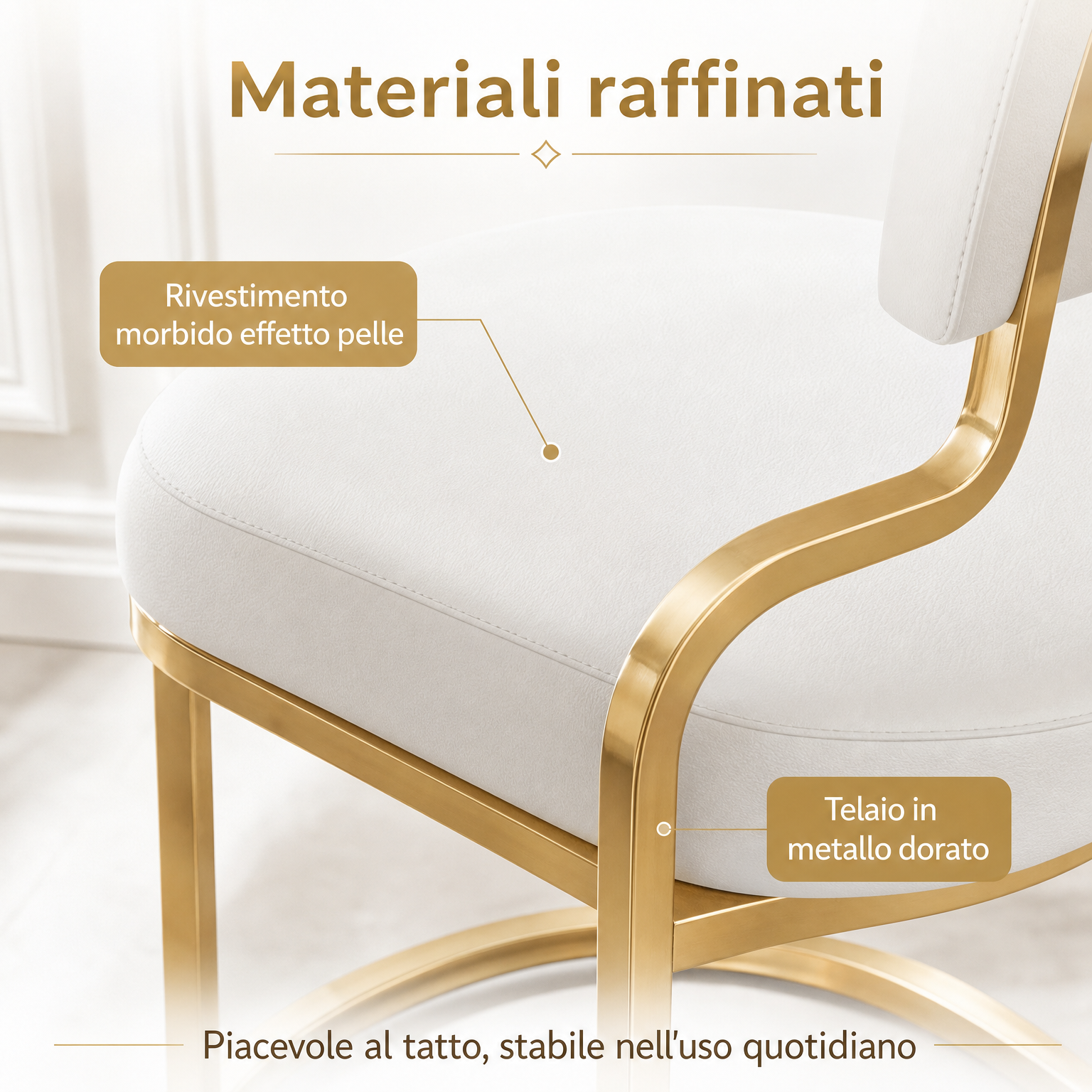 Sedia Moderna con Struttura Dorata