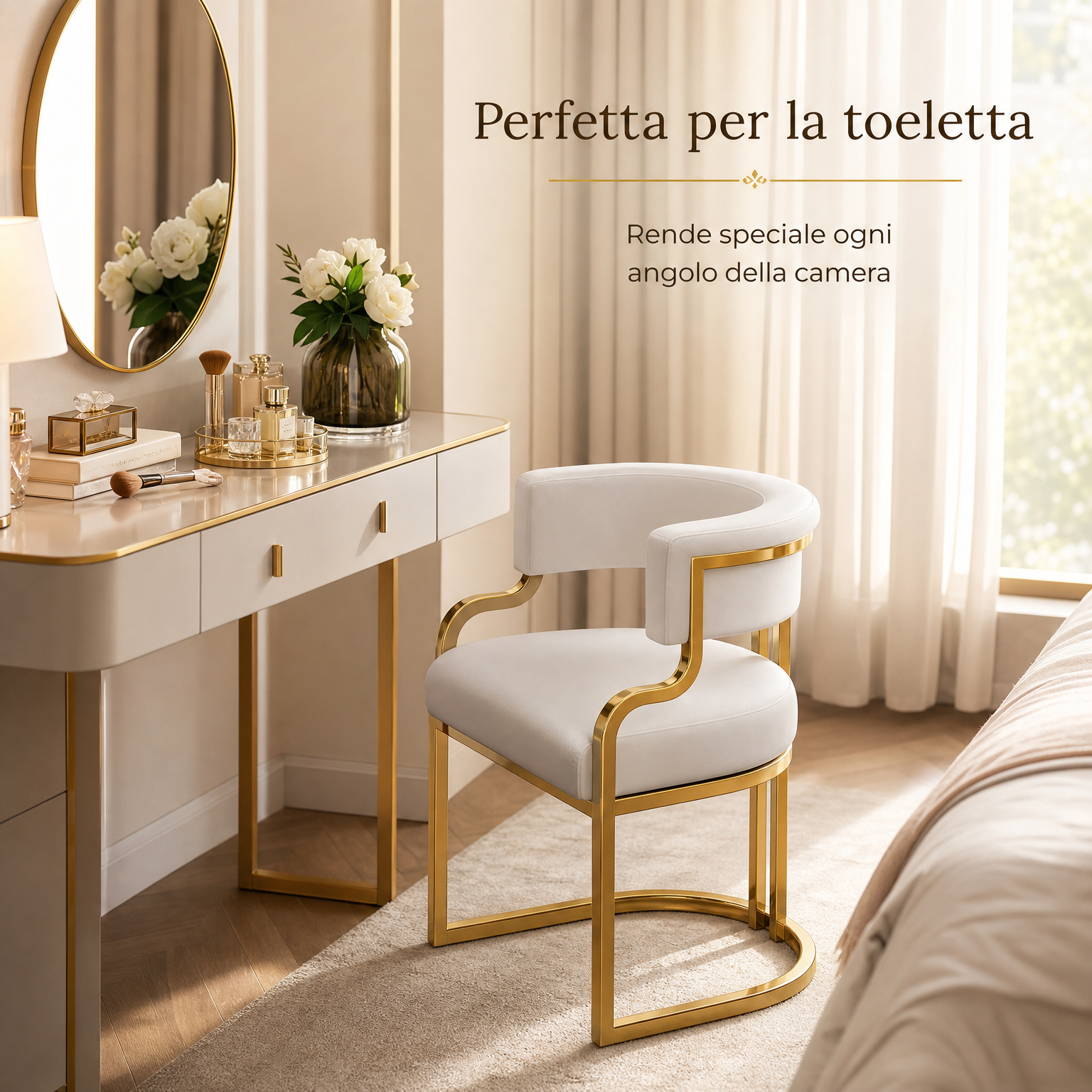 Sedia Moderna con Struttura Dorata