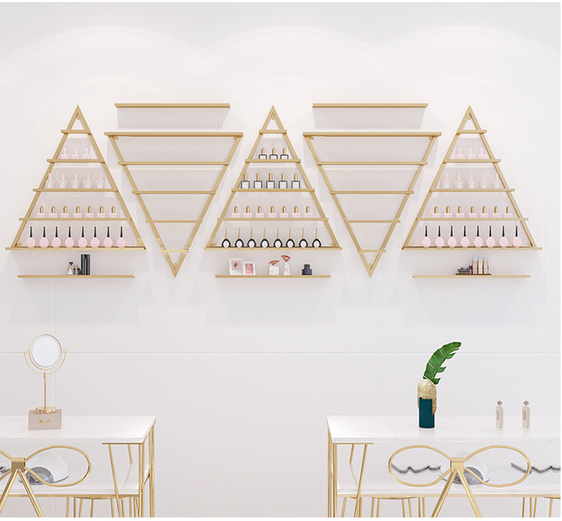 Espositore per smalti da parete in ferro battuto di forma triangolare