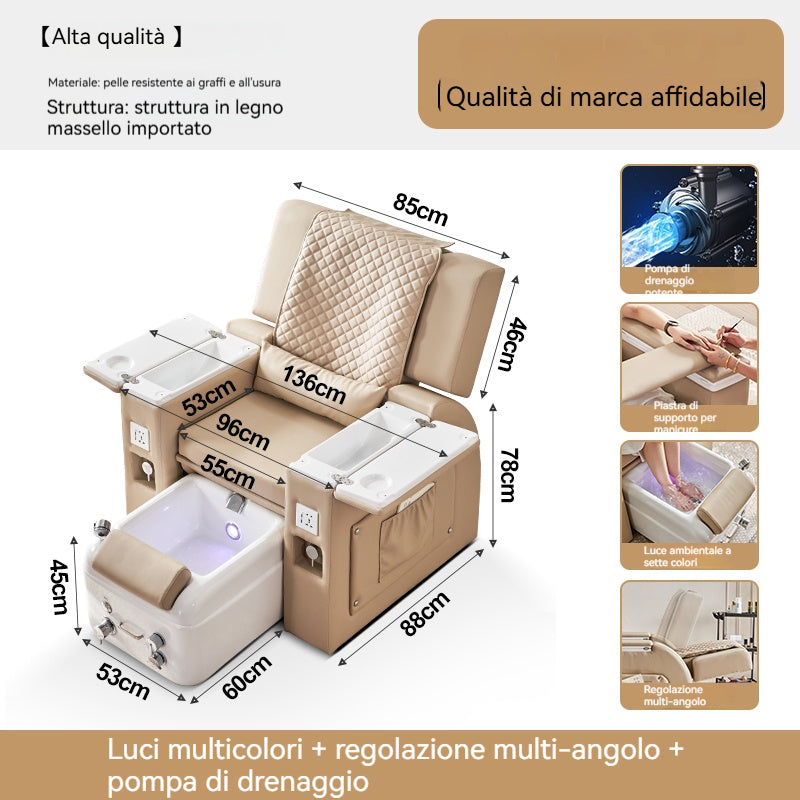 Poltrona Spa per Pedicure e Manicure – Con Vasca Integrata, Braccioli Multifunzionali e Design Elegante