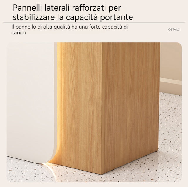 Bancone cassa piccolo e moderno Dotato di luci LED Cassetti con serratura per garantire la sicurezza degli oggetti di valore Ideale per negozi, centri estetici e parrucchieri.Color bianco 95*45*100/140