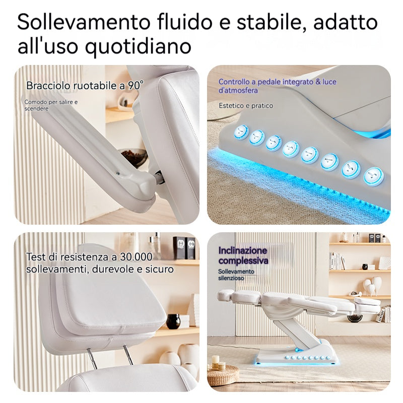 Letto Elettrico Professionale per Estetica e Massaggi – Regolabile, con Luci LED, in Pelle PU