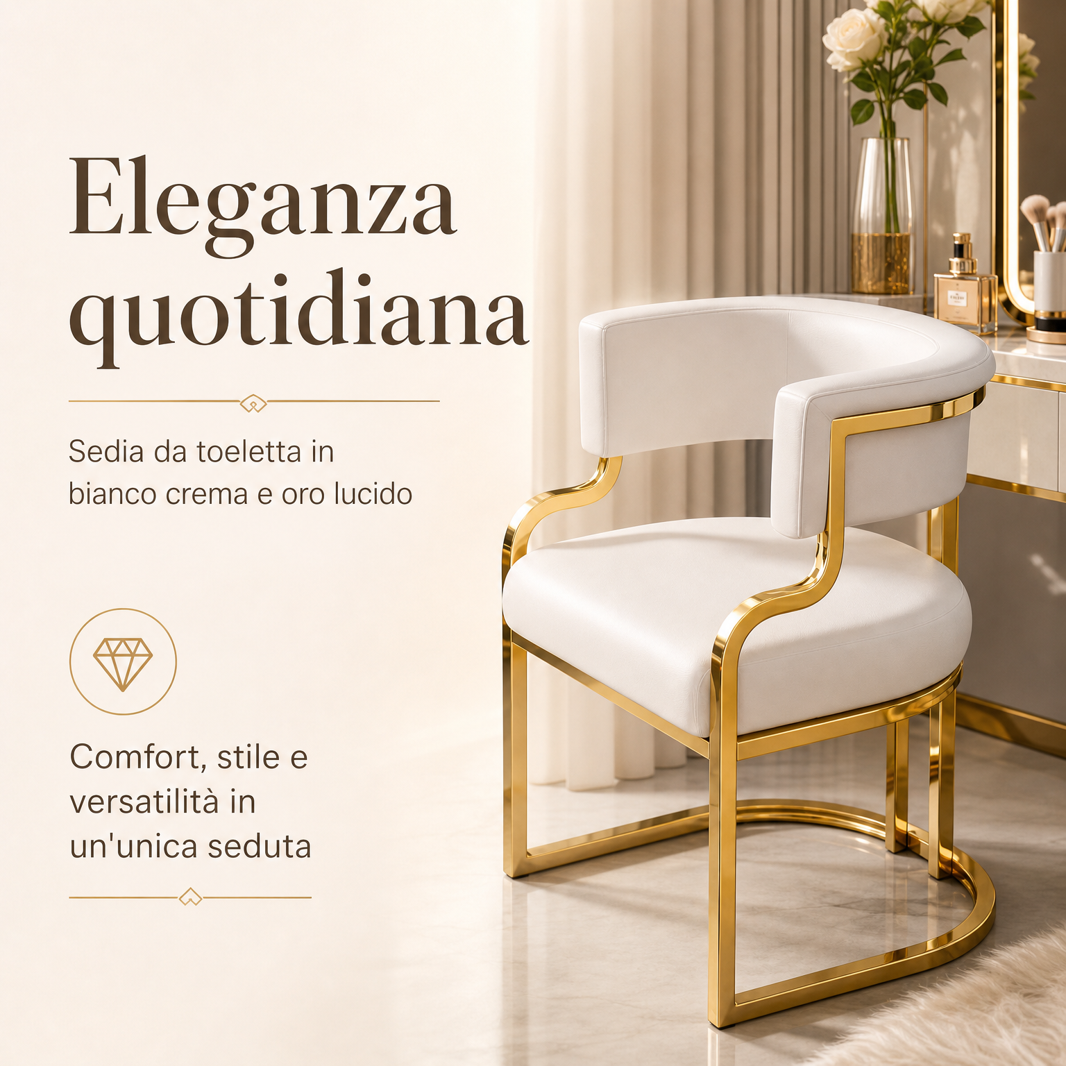 Sedia Moderna con Struttura Dorata