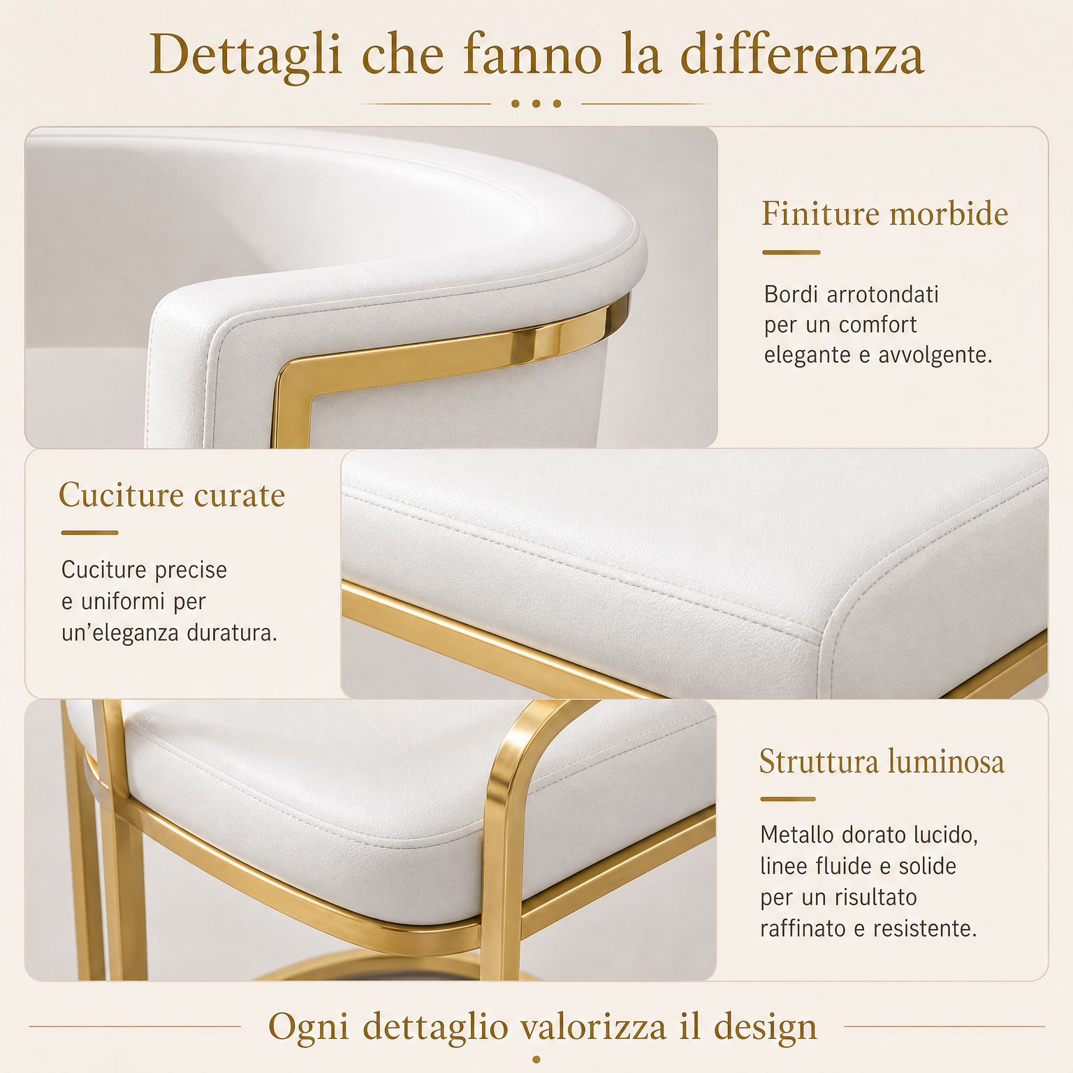 Sedia Moderna con Struttura Dorata