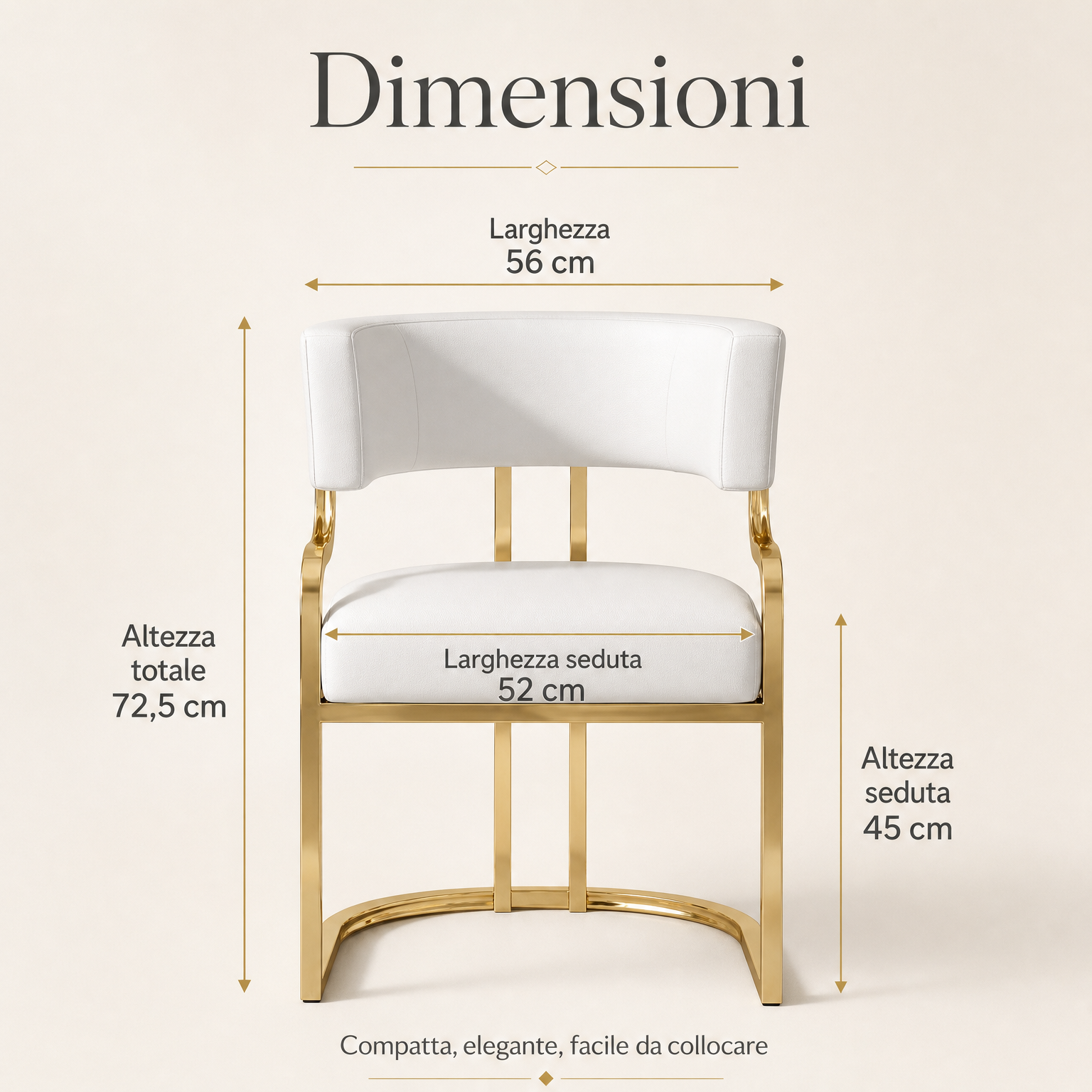 Sedia Moderna con Struttura Dorata